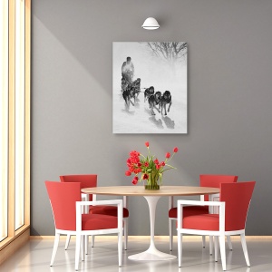 Tablou canvas - Urmarire, Sanie, Caini, Iarna, Actiune, Zapada, 40 x 50 cm - Img 4