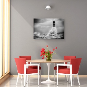 Tablou canvas - Valul, Val, Accident, Far, Alb-Negru, 40 x 60 cm - Img 4