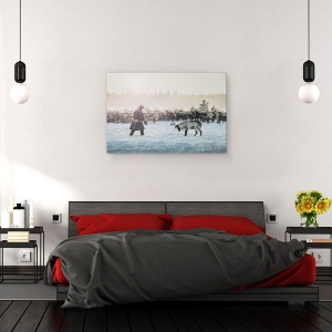 Tablou canvas - Vanatoare, Animale, Reni, Iarna, 80 x 120 cm - Img 3