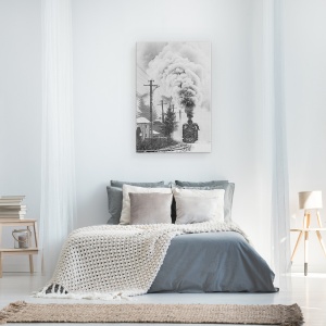 Tablou canvas - Vechiul Tren, Locomotiva, Motor, Vintage, Retro, 60 x 90 cm - Img 3