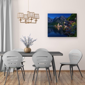 Tablou Canvas - Vedere Turistica, Peisaj, Hallstatt, Lac, Oras, Austria, Turism, 60 x 75 cm - Img 4