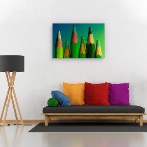 Tablou canvas - Verde, Natura moarta, Creioane, 80 x 120 cm - Img 2