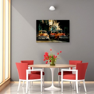 Tablou canvas - Vino Cu Mine In Lumina Diminetii, Cuba, Lampi Stradale, Masini, Trafic, 80 x 120 cm - Img 4