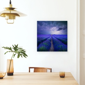 Tablou canvas - Vremea In Lavendelfeld, Lavanda, Camp De Lavanda, Ireal, Montaj, 90 x 90 cm - Img 4