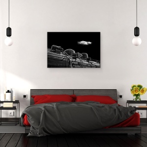 Tablou canvas - Zilele De Demult, Locomotiva, Nor, Noapte, Detaliu, Inginerie, 60 x 90 cm - Img 3