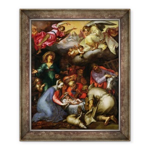 Tablou inramat - Abraham Bloemaert - Adorarea Pastorilor, 70 x 85 cm