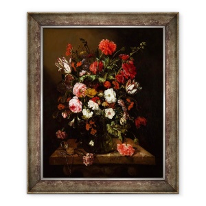 Tablou inramat - Abraham Hendricksz van Beyeren - Floare Natura statica cu un ceas, 50 x 60 cm