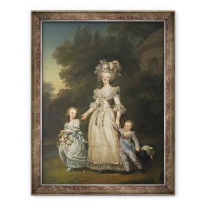 Tablou inramat - Adolf Ulrich Wertmuller - Regina Maria Antoaneta cu copiii ei in Parcul Trianon, 60 x 80 cm