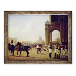 Tablou inramat - Adolphe Ladurner - Parada in Piata Palatului din Sankt Peterburg, 60 x 80 cm