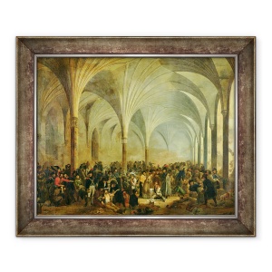 Tablou inramat - Adolphe Roehn - Spitalul Militar al francezilor si rusilor de la Marienburg in iunie 1807, 50 x 60 cm