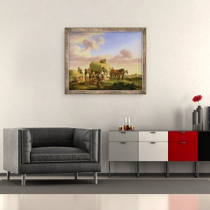 Tablou inramat - Adriaen van de Velde - Haymakers se odihnesc intr-un camp, 50 x 60 cm - Img 2