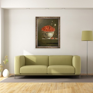 Tablou inramat - Adrian Coorte - Natura moarta cu capsuni salbatice intr-un castron chinezesc, 70 x 90 cm - Img 2