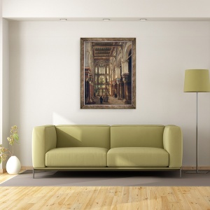 Tablou inramat - Adrien Dauzats - Interiorul Moscheea El Mooristan din Cairo, 60 x 80 cm - Img 2