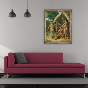 Tablou inramat - Agostino Brunias - O familie Insulele Leeward Carib in afara unei colibe, 50 x 60 cm - Img 2