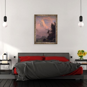 Tablou inramat - Albert Bierstadt - Rasarit de soare pe Matterhorn, 70 x 90 cm - Img 3