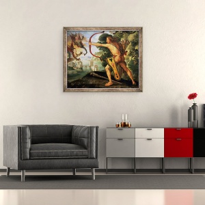 Tablou inramat - Albrecht Durer - Hercule si pasarile stymphalian, 50 x 60 cm - Img 2