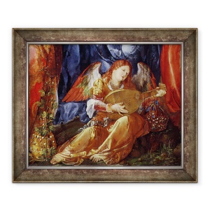 Tablou inramat - Albrecht Durer - Sarbatoarea ghirlandelor de trandafiri, detaliu al muzicianului inger, 70 x 85 cm