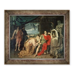 Tablou inramat - Aleksandr Andreevich Ivanov - Regele Priam il implora pe Ahile pentru intoarcerea trupului lui Hector., 70 x 85 cm