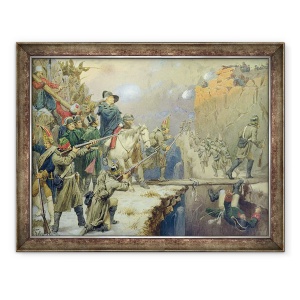 Tablou inramat - Aleksei Danilovich Kivshenko - Suvorov traversand Podul Diavolului in 1799, 60 x 80 cm