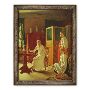 Tablou inramat - Aleksei Gavrilovich Venetsianov - Dimineata Doamnei Conacului, 70 x 90 cm