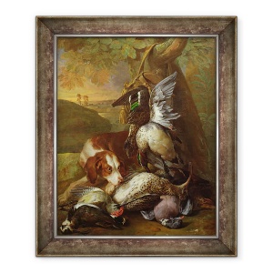 Tablou inramat - Alexandre-Francois Desportes - Un caine de paza joc ulei, 50 x 60 cm