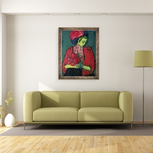 Tablou inramat - Alexej von Jawlensky - Tanara cu bujori, 70 x 90 cm - Img 2