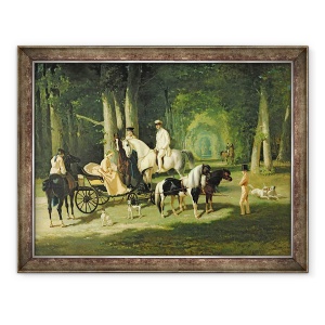 Tablou inramat - Alfred Dedreux - Domnul si doamna Mosselman si cele doua fiice ale lor, 60 x 80 cm