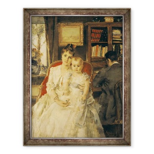 Tablou inramat - Alfred Emile Stevens - Toata fericirea Scena de familie c.1880, 60 x 80 cm