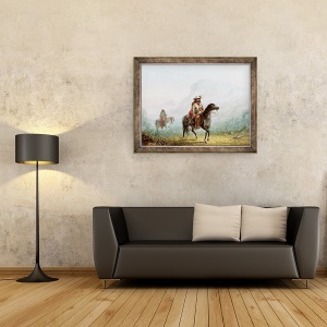 Tablou inramat - Alfred Jacob Miller - Burghez Walker si indianca lui, 70 x 90 cm - Img 2
