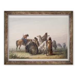 Tablou inramat - Alfred Jacob Miller - Furnizarea taberei cu carne de bivol, 70 x 90 cm