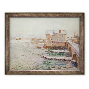 Tablou inramat - Alfred Sisley - Podul Moret in iarna anului 1889, 70 x 90 cm
