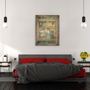 Tablou inramat - also Manfredi de Battilori Bartolo di Fredi - Noe conducand animalele in arca, 60 x 80 cm - Img 3