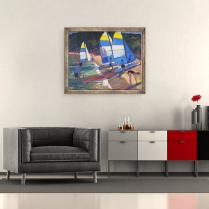 Tablou inramat - Andrew Macara - Barci cu panze, sudul Frantei, 50 x 60 cm - Img 2