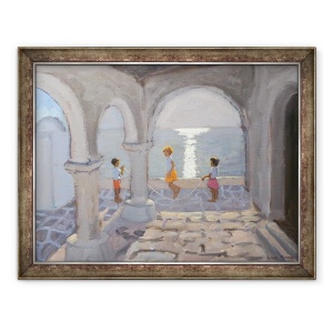 Tablou inramat - Andrew Macara - Copii sarind peste, Insulele grecesti, 60 x 80 cm