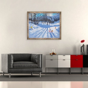 Tablou inramat - Andrew Macara - Umbre lungi de copaci si schiori, Tignes, 2016-2019, 50 x 60 cm - Img 2