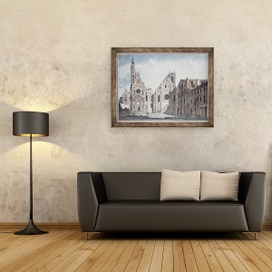 Tablou inramat - Angelo Garbizza - Fatadele Bisericilor Sfantului Genevieve si Sfantul Etienne du Mont, Paris, 60 x 80 cm - Img 2