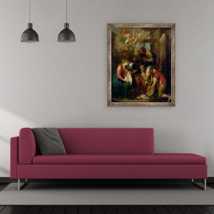 Tablou inramat - Anthony van Dyck - Adorarea Pastorilor, 50 x 60 cm - Img 2