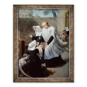 Tablou inramat - Antoine Ansiaux - Sfantul Vincent de Paul ajutand ciuma calarita, 70 x 90 cm