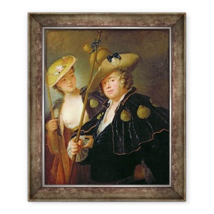 Tablou inramat - Antoine Pesne - Gustav Adolf Graf von Gotter si nepoata sa Friederike von Wangenheum in costume de pelerin, 50 x 60 cm