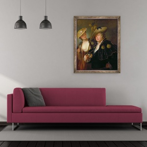 Tablou inramat - Antoine Pesne - Gustav Adolf Graf von Gotter si nepoata sa Friederike von Wangenheum in costume de pelerin, 50 x 60 cm - Img 2
