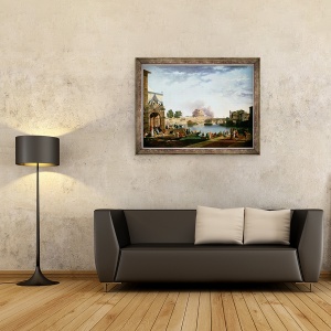 Tablou inramat - Antonio Joli - Alegerea Papei cu Castelul Sfantul Angelo, 70 x 90 cm - Img 2