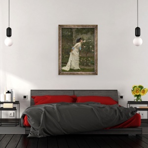 Tablou inramat - Auguste Toulmouche - Femeie si trandafiri, 60 x 80 cm - Img 3
