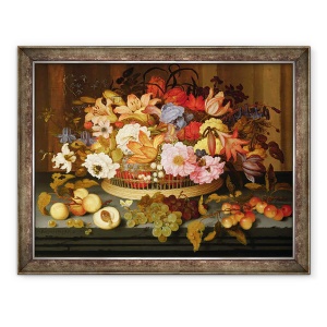 Tablou inramat - Balthasar van der Ast - Natura moarta de fructe si un cos de flori, 70 x 90 cm