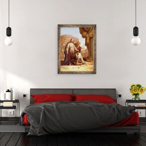 Tablou inramat - Bartholomeus Breenbergh - Hristos si tanarul conducator bogat, 60 x 80 cm - Img 3