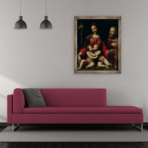 Tablou inramat - Bernardino Luini - Sfanta familie cu pruncul Sf. Ioan, 50 x 60 cm - Img 2