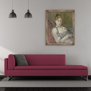 Tablou inramat - Berthe Morisot - Tanara fata cu pisica, 50 x 60 cm - Img 2