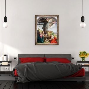Tablou inramat - Biagio Pupini - Adorarea Copilului Sfant, 60 x 80 cm - Img 3