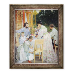 Tablou inramat - Boris Mikhailovich Kustodiev - Pe terasa, 50 x 60 cm