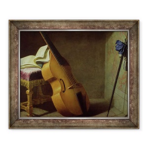 Tablou inramat - Boyer - Bass Viol, foaie de scor si o sabie, 50 x 60 cm