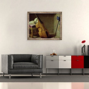 Tablou inramat - Boyer - Bass Viol, foaie de scor si o sabie, 50 x 60 cm - Img 2